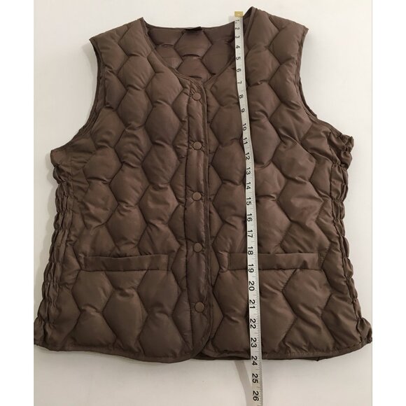 Korean Fashion Puffer Vest New Womens Medium Polyester Filled Quilted Brown - Picture 10 of 11